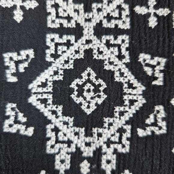 Dressbarn Embroidered Blouse Gauze Tunic 3/4 Sleeve Boho Lagenlook Crinkle Tie M - Picture 10 of 15